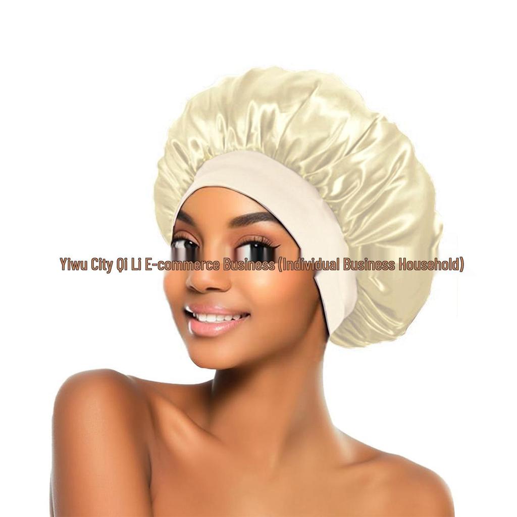 Women's Satin Wide-Brim Nightcap for Hair Care & Styling