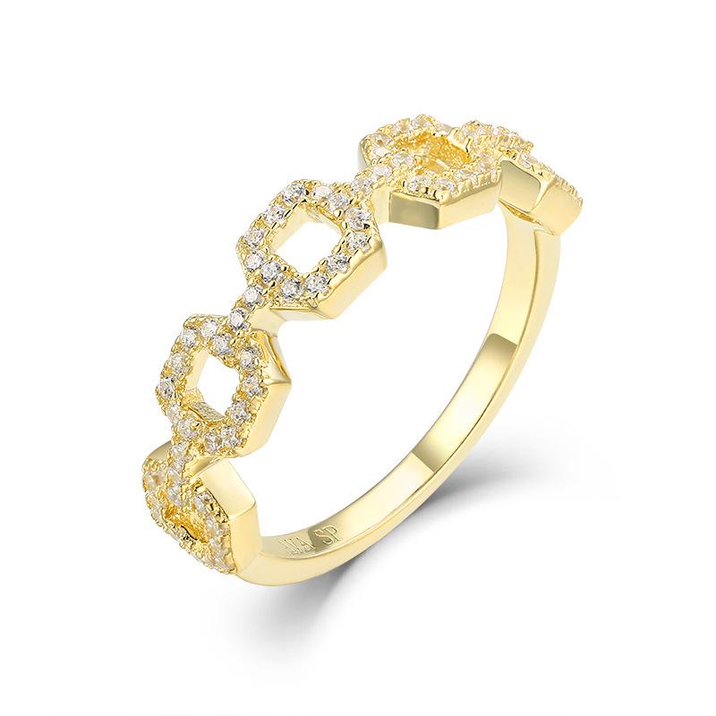 Fashion XS chain S925 sterling silver ring stacked with light luxury fashion couple elegant and versatile jewelry No. 6