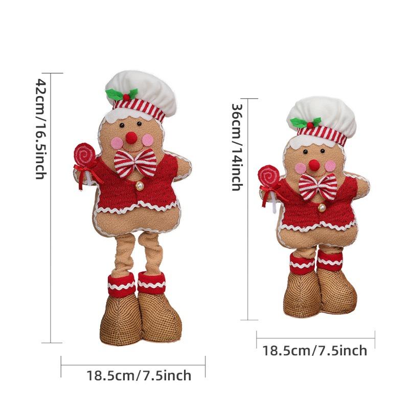 Christmas Telescopic New Products, Gingerbread Man Fabric Doll, Creative Cartoon Shape, Home Window Ornament