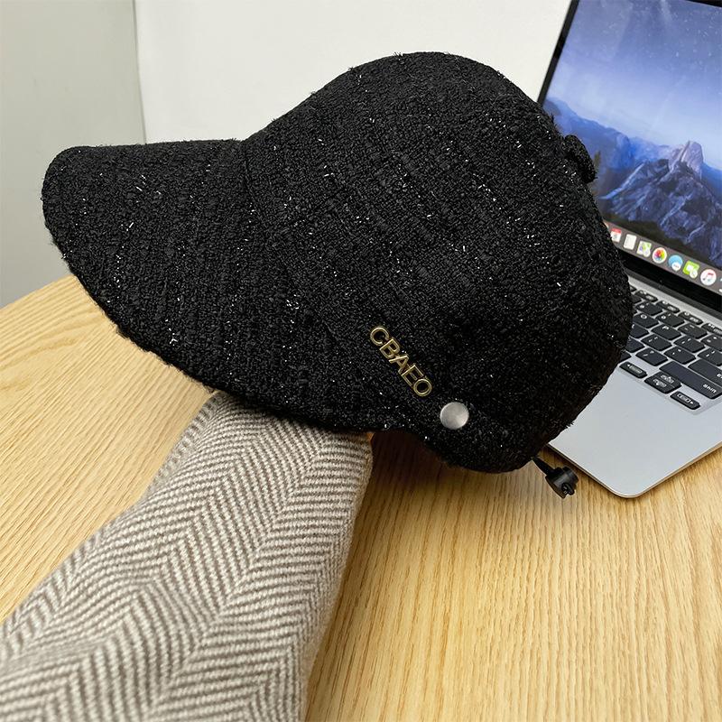 Wide face cover cap children autumn and winter versatile face small bucket hat sequined equestrian hat