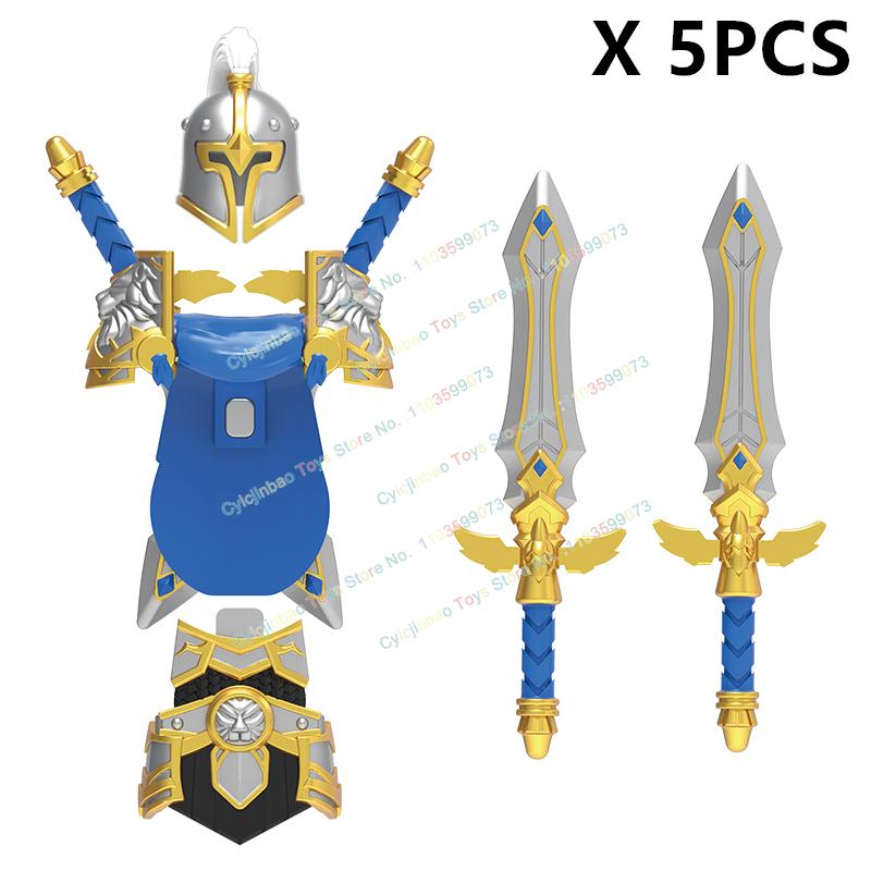 DT017 Chevaliers d'or Médiévaux Soldats en armure lourde Figurines Accessoires Blocs de construction Jouets pour enfants cadeaux