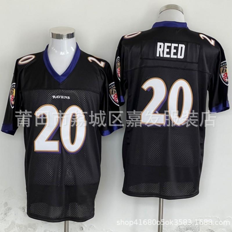 Baltimore Ravens NFL Camiseta de Fútbol para Hombre Algodón Cosido Uniforme del Equipo 52 Ray Lewis 20 Ed Reed