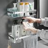Aluminum Alloy Bathroom Shelf - No Drill Shower Shampoo Rack Storage Organizer for Kitchen Toilet Bath - Wall Shelves