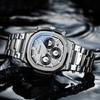Luxury Watch Men Business Fashion Waterproof Stainless Steel Chronograph Moon Phase Quartz Wristwatch Male Clock