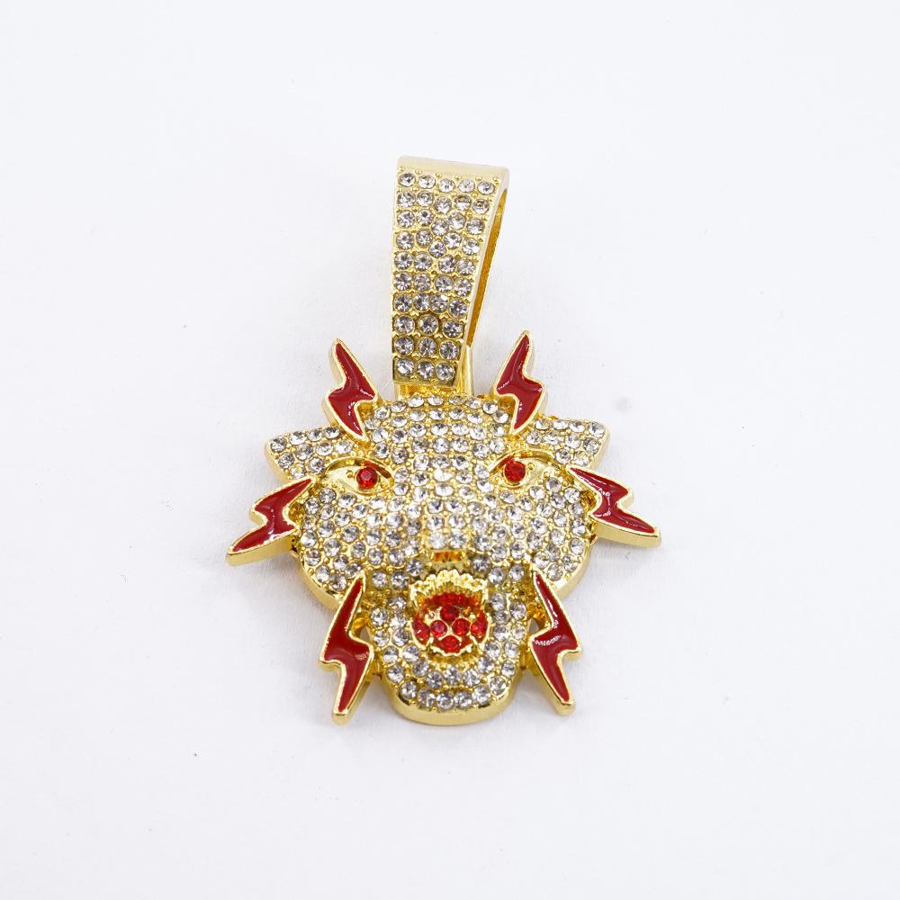 New Hip Hop Trend Full Diamond Leopard Pendant Drip Oil Full Diamond Cuban Necklace Jewelry