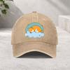 Sleeping Shiba Inu Cloud Graphic Washed Denim Baseball Cap Unisex Adjustable Outdoor Sun Hat
