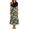 Women's Fashionable Casual Belt Short Sleeved Round Neck Print Elegant Temperament Dress