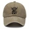 1Pack Of Cartoon Calf Print Washed Vintage Soft Top Sunshade Baseball Caps Unisex Versatile Baseball Caps