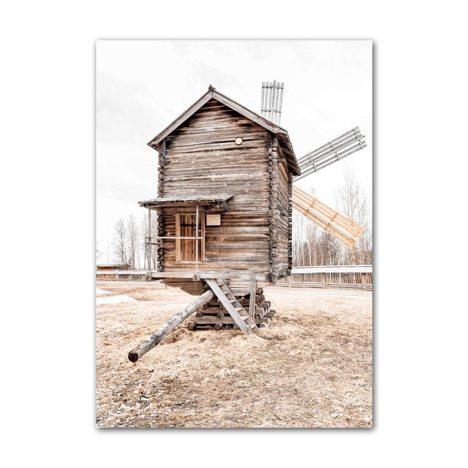 Log Cabin Lake Bridge Flower Bird Coast Wall Art Canvas Painting Modern Living Room Decor Posters And Prints Home Wall Pictures