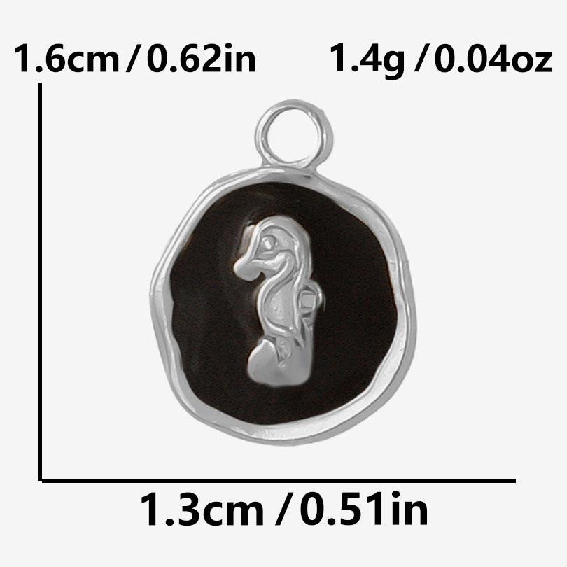 6pcs Punk Dark Black Stainless Steel Enamel Charms For Jewelry Making Supplies Sun Heart Cross Ocean Animal Pendant DIY Pendants