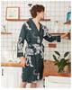 Yaoting Men's Long Sleeve Silk Pajamas and Robe Set, Ice Silk Fabric, WP032