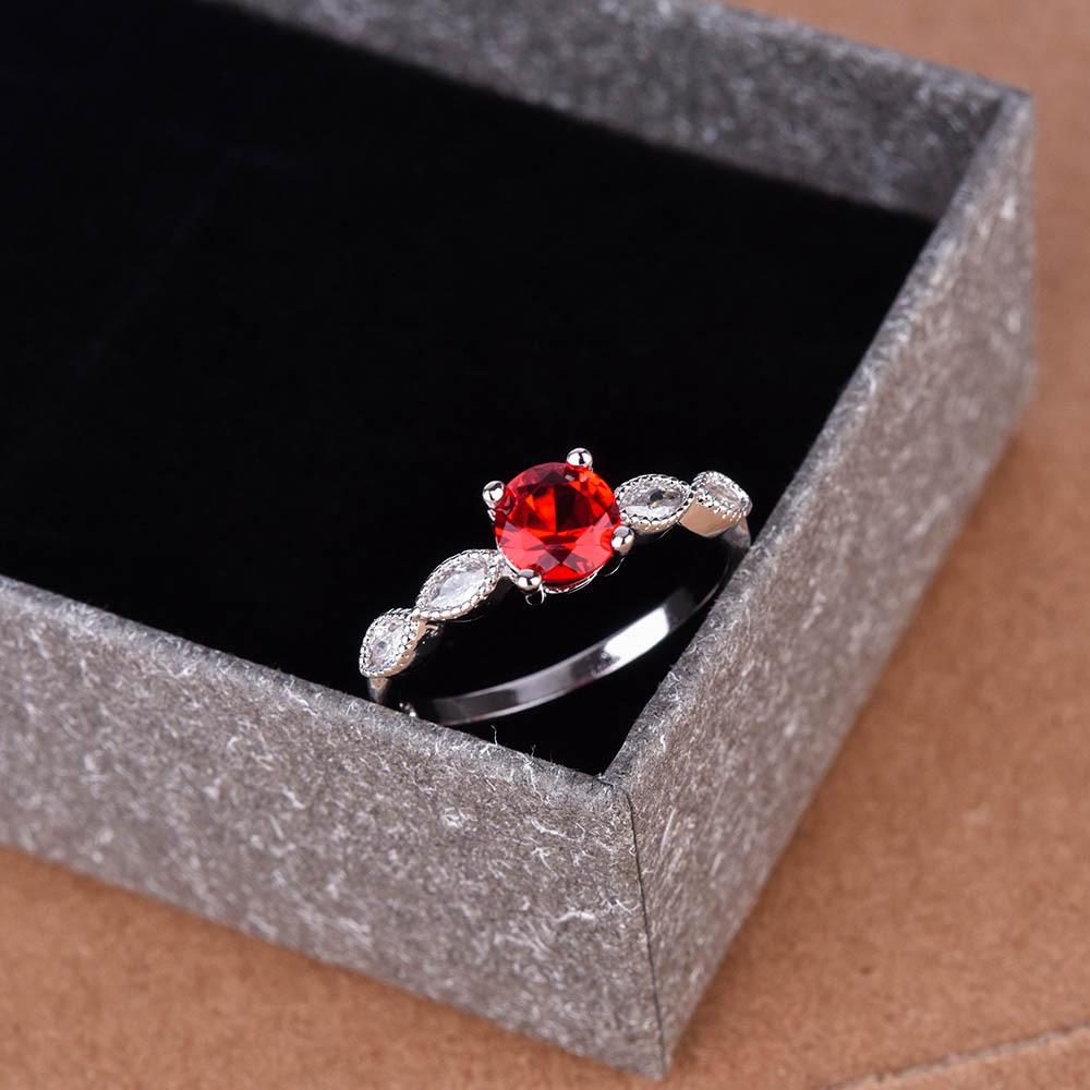 Luxury Blue Topaz and Diamond Ring for Women Stylish Red Gemstone Jewelry