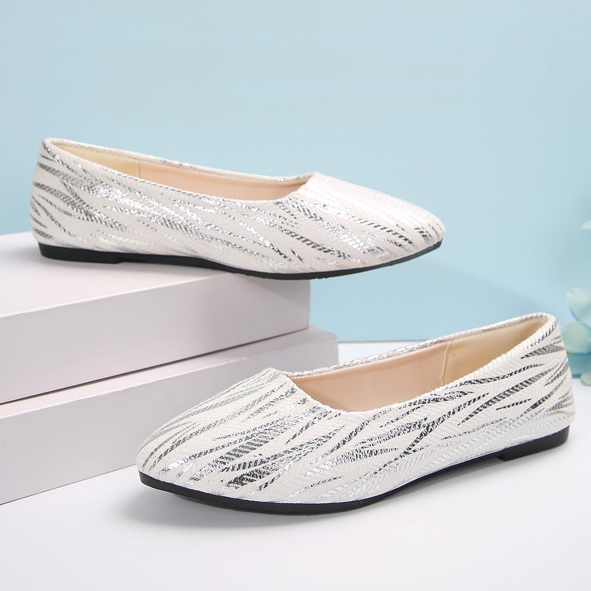 Женские балетки Новые остроносые однотонные туфли на плоской подошве Женские вязаные — фото 6