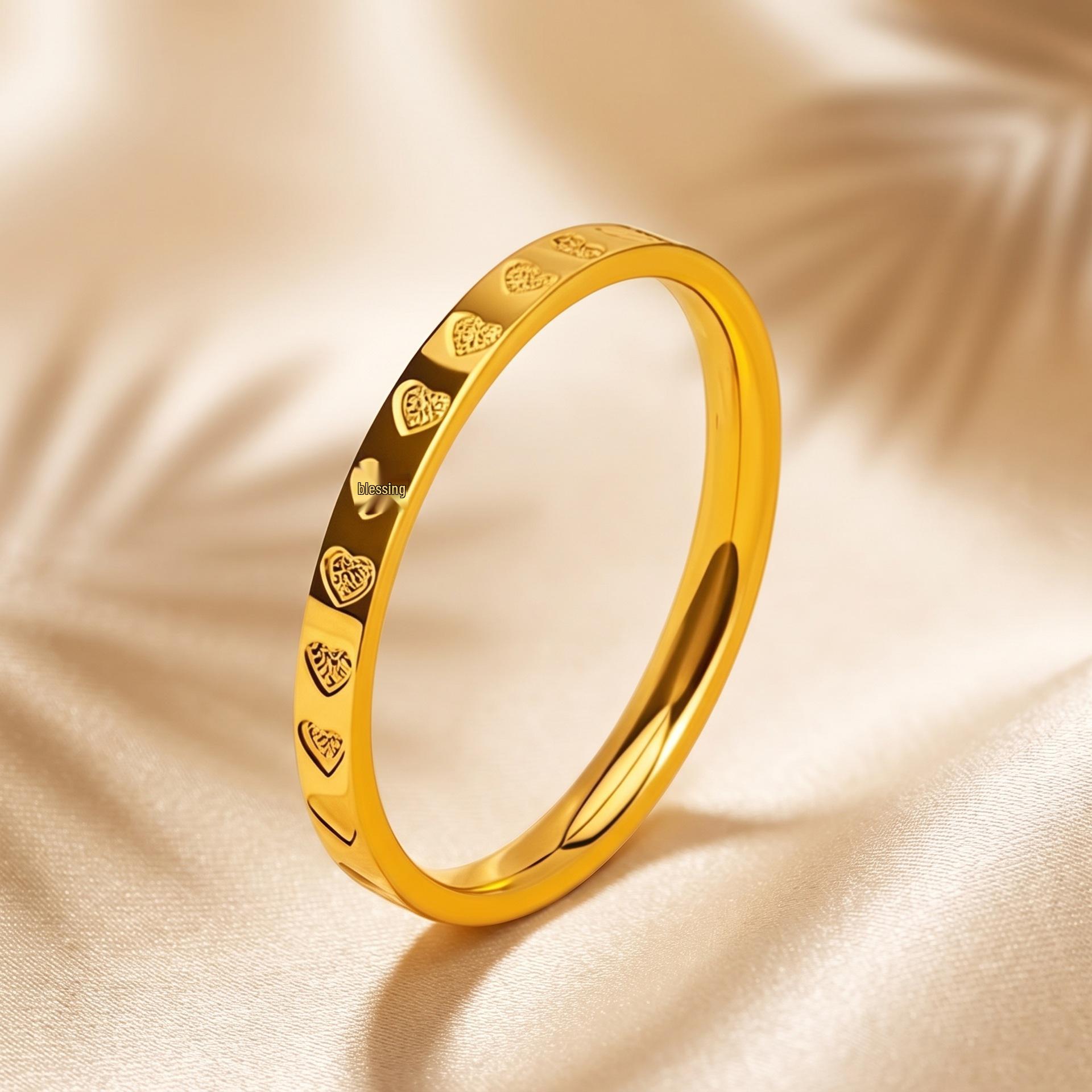 Luxury Women s Stainless Steel Ring: Electroplated Titanium, Non-Fading, Versatile Design Size 10