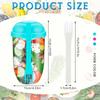 Paquete de 2, 1000 ml/33.8 oz, Vaso para Ensalada, Agitador de Ensalada, Contenedor de Plástico Saludable para Ensalada, Con Tenedor, Compartimento para Aderezo, Vaso para Ensalada de Picnic, Almuerzo, Desayuno