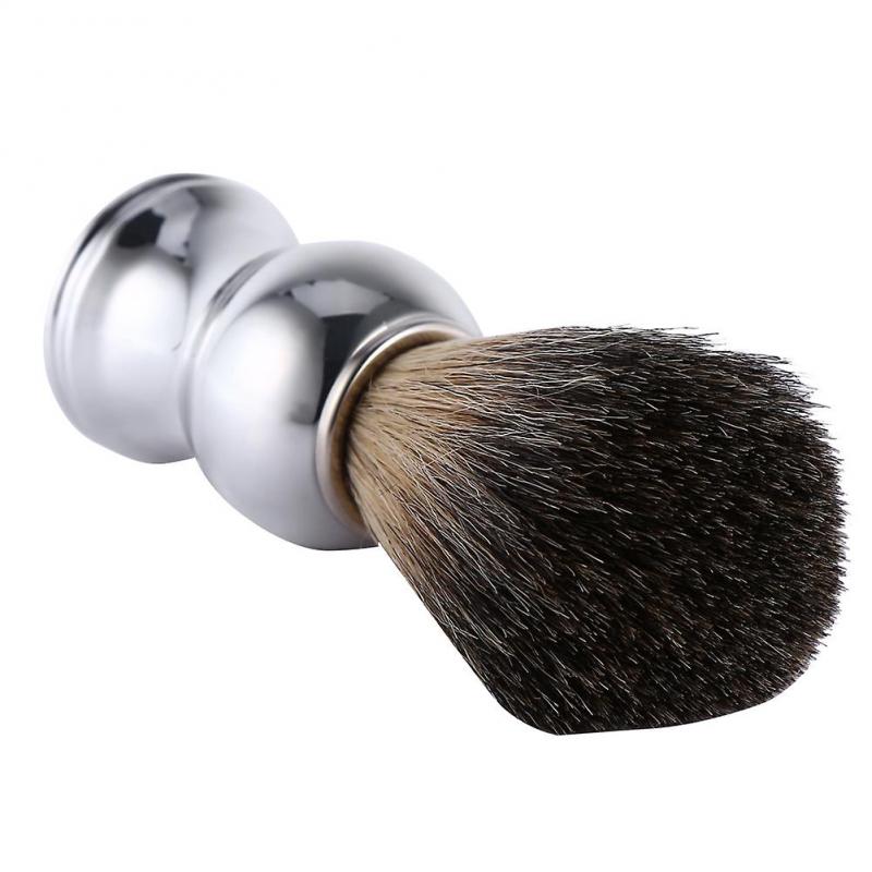 Fashionable Men's Shaving Brush for Facial Cleansing. Faux Badger Hair and Silver Plastic Handle