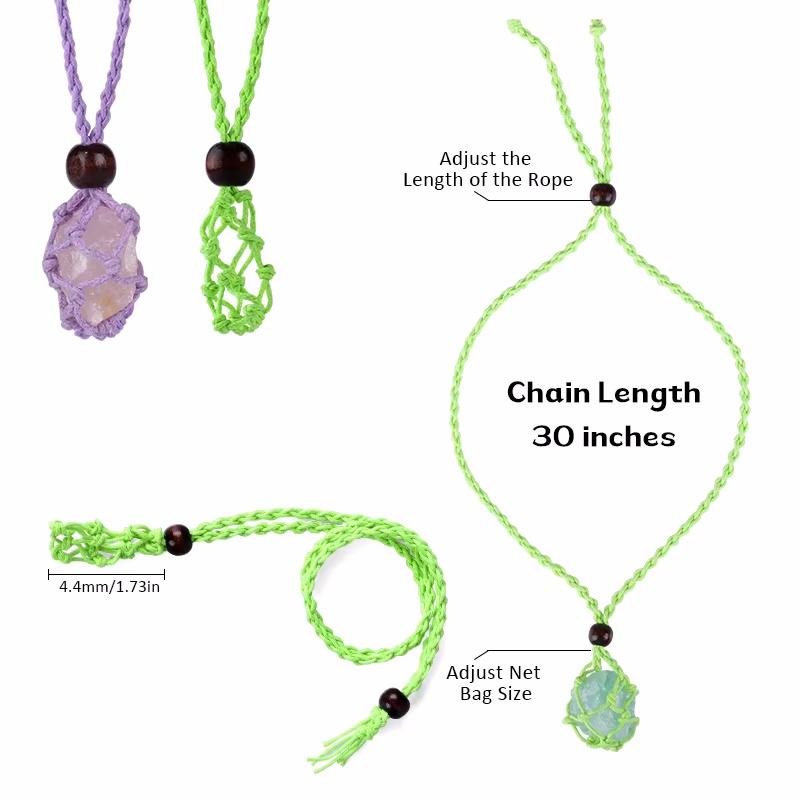 1PCS Crystal Cage Necklace Holder Adjustable Length Empty Stone Pendant Holder Hand-Woven Necklace Cord for DIY Jewelry Making