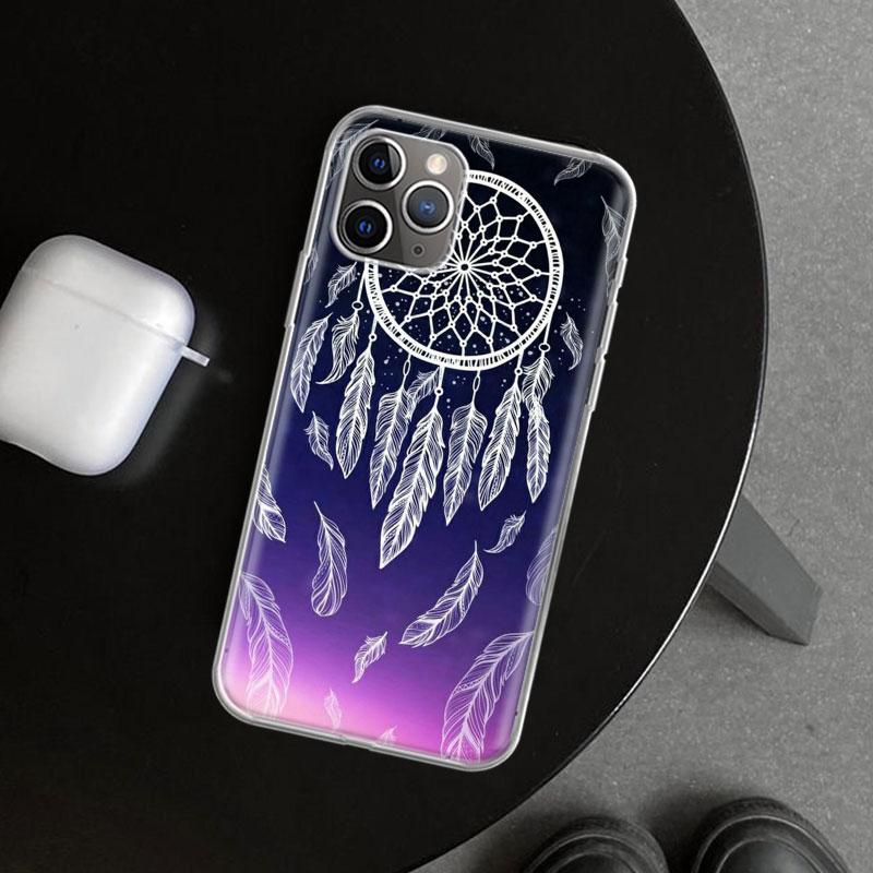 Retro Feather Dreamcatcher Phone Case Cover for iPhone 11 12 13 Mini 14 15 Plus 16 Pro Max 17 Air 7 8 + SE Art Customized Fundas