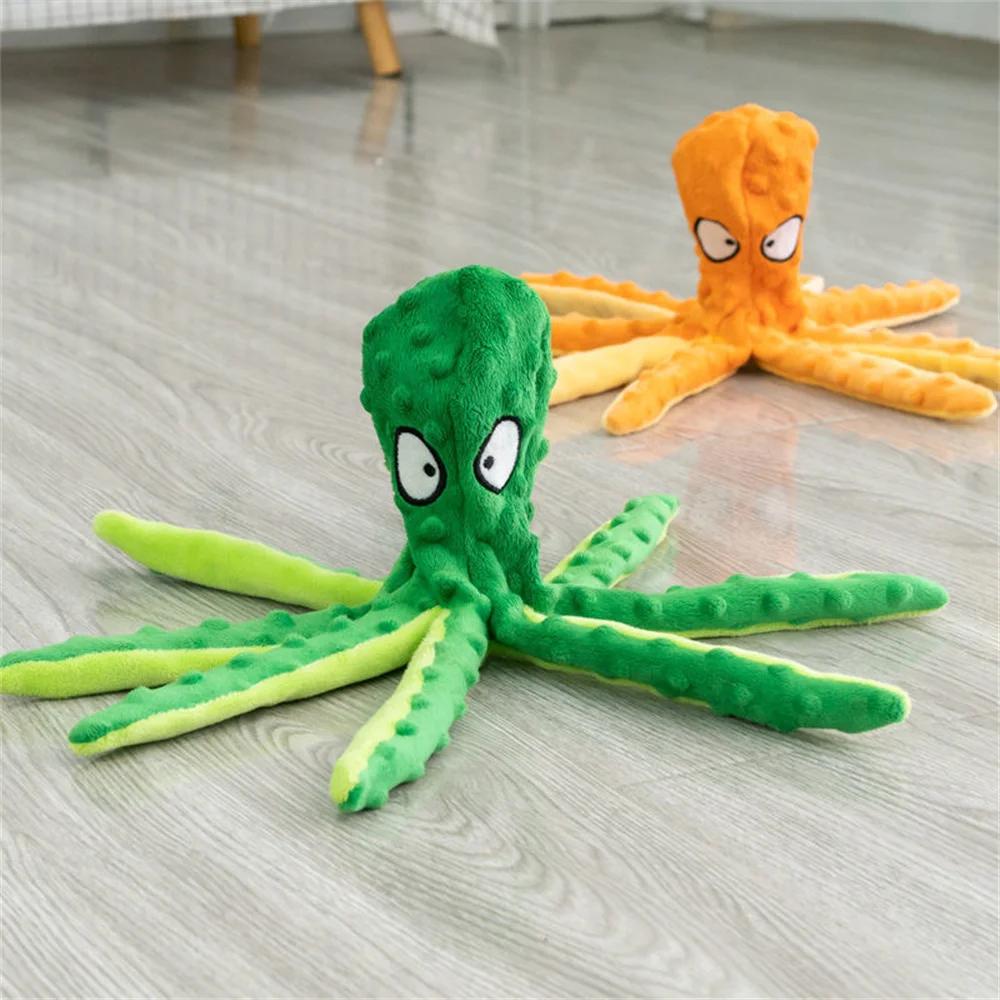 Octopus Shape Plush Puppy Dog Chew Toy No Stuffed Ring Paper Pet Squeaky Toys for Small Medium Dogs Play Games mascotas Products