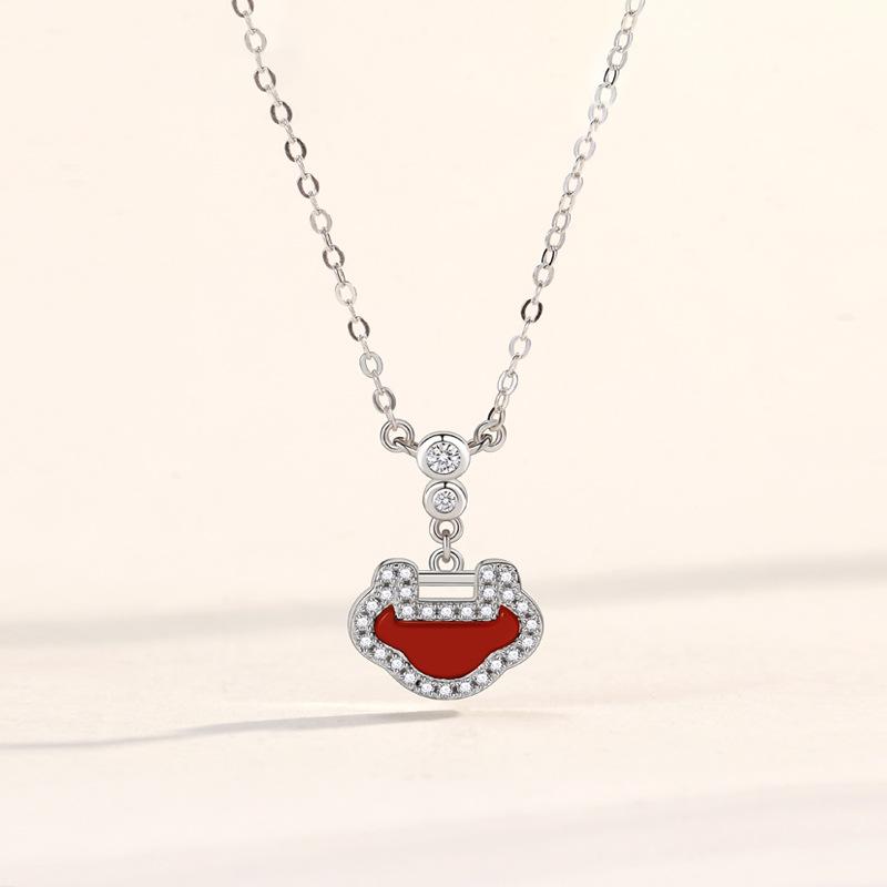 Ping An Lock Necklace Women's Guochao New Chinese Retro Long Life Lock Pendant Necklace