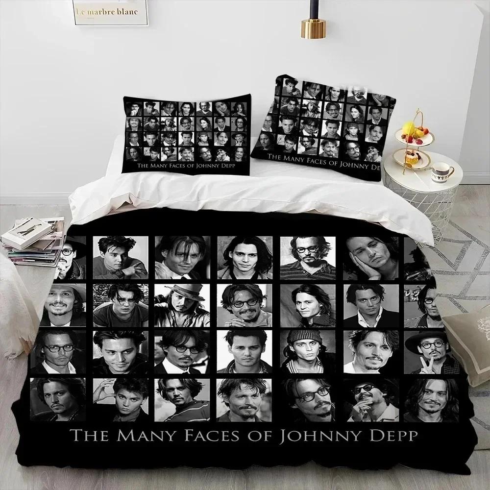 3D Printing Johnny Depp Series Comforter Bedding Set,Duvet Cover Bed Set Quilt Cover Pillowcase,king Queen Size Bedding Set Kids