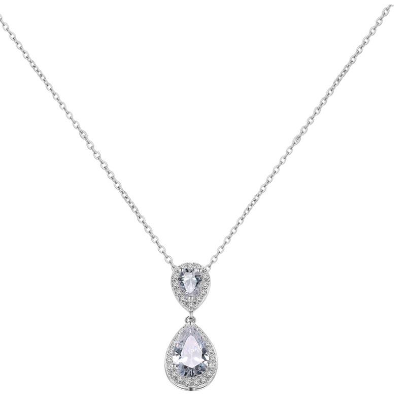 Retro Luxury Water Drop Pendant Necklace with Zircon Inlay - Classic Versatile Design