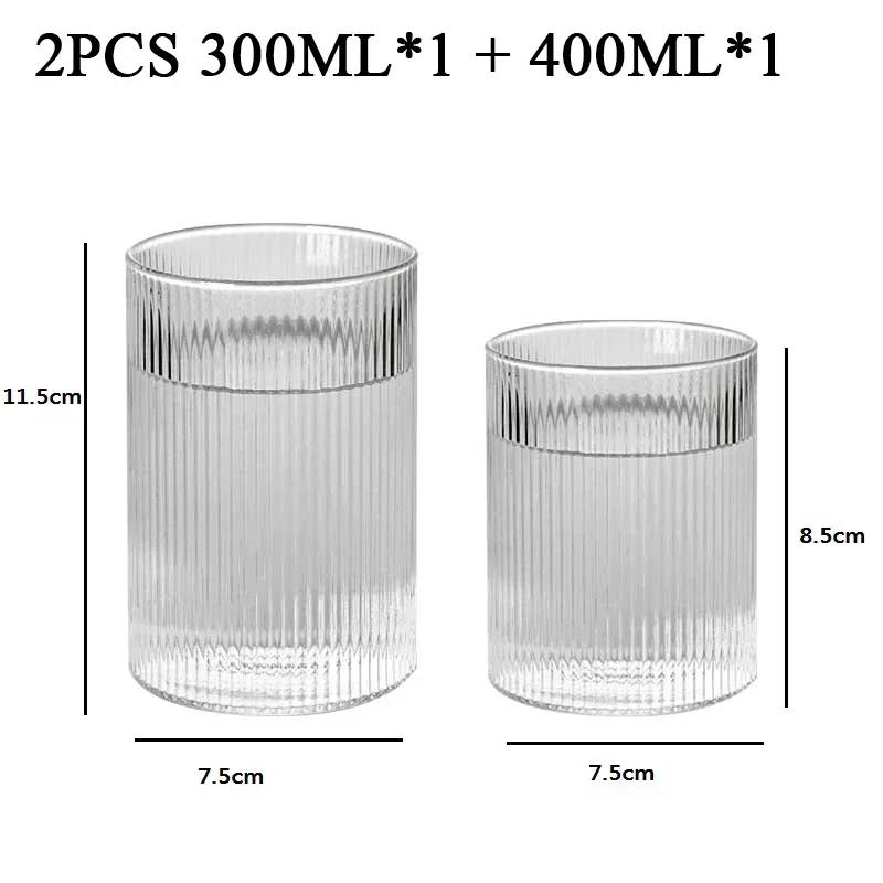 1/2/4/6pcs Vertical Pattern Cup Creative Japanese Glass Wine Juice Drink Coffee Handmade Clear Drinkware Shot Glasses Whiskey