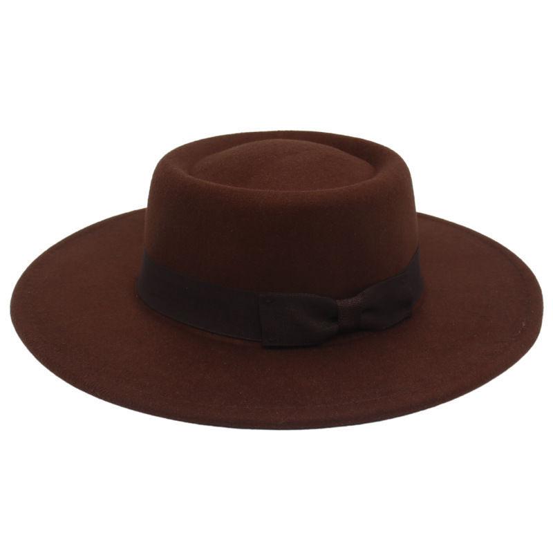 Popular Top Hat Versatile Bow Dome Convex Top Big Brim Fashion Casual Woolen Felt Hat Top Hat Hat