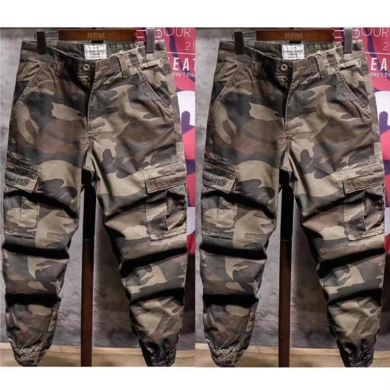 Summer Heavy Camouflage Overalls Men's Pants Loose Outdoor Tied Harlan Pants Sports and Leisure