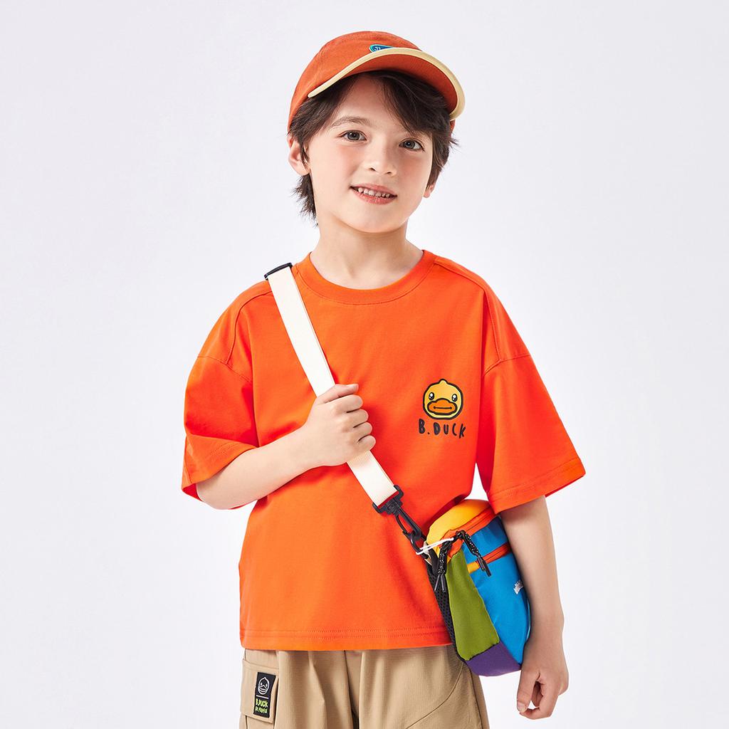 Little yellow duck children's clothing for boys and girls, loose and simple short sleeved T-shirt top