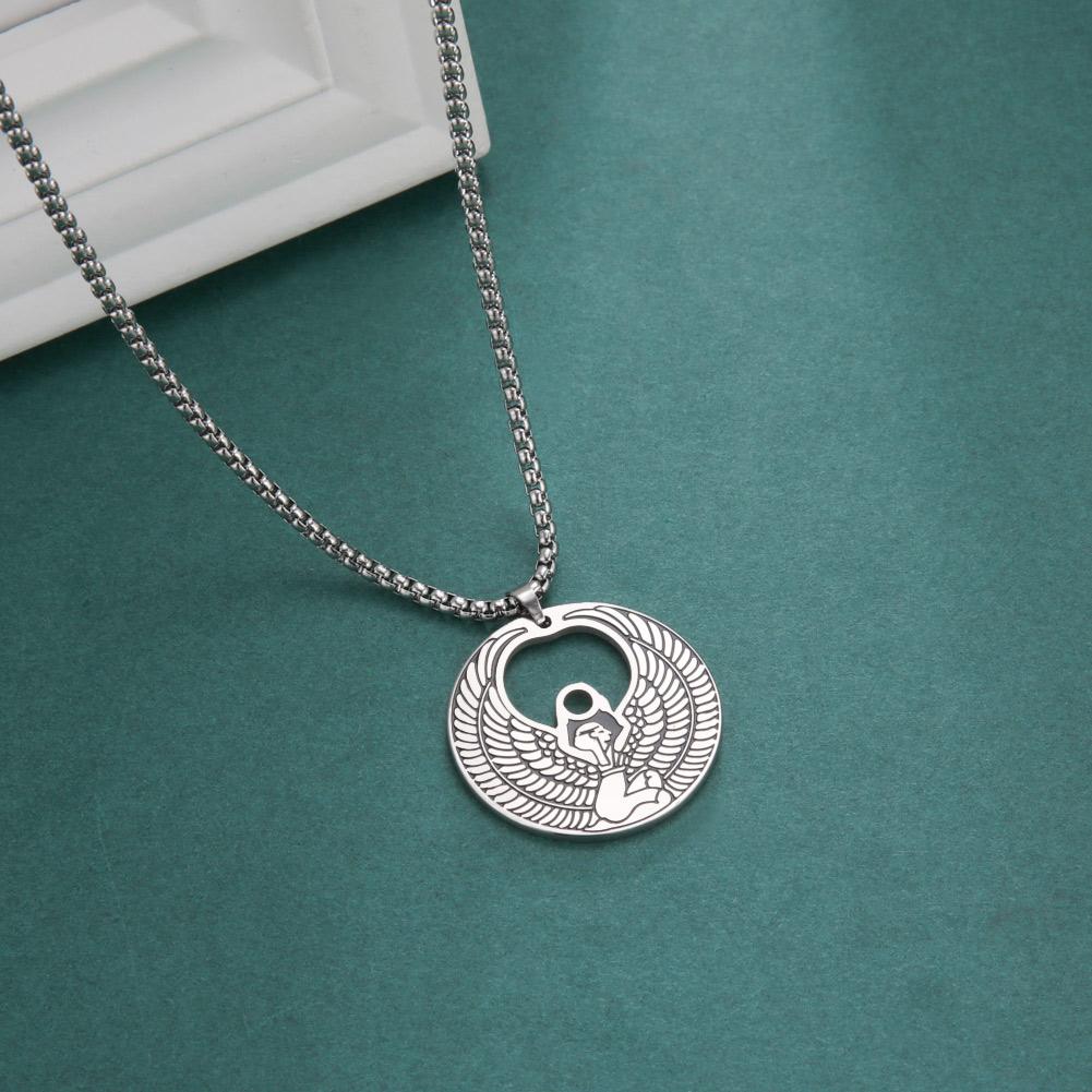 Dawapara Egyptian Mother Goddess Isis Amulet Pendants Hollow Vintage Talisman Necklace Stainless Steel Jewelry