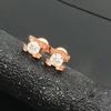 Rose Gold Plated Fashion Pure Purple Gold Earrings, Small Bull'S Head White Zircon Exquisite Stud Earrings.