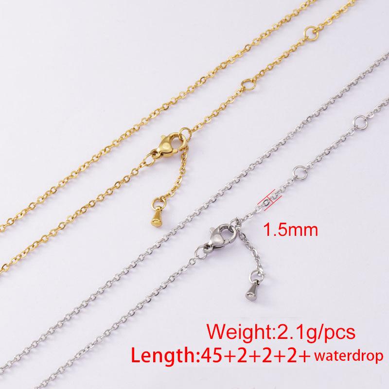 Stainless Steel Adjustable Three-Section Chain Necklace with Water Drop Pendant for DIY Jewelry.
