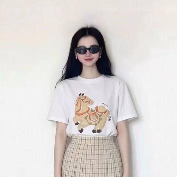 Family Five-Flower Horse Short-Sleeve T-shirt - Highly Recommended L белый