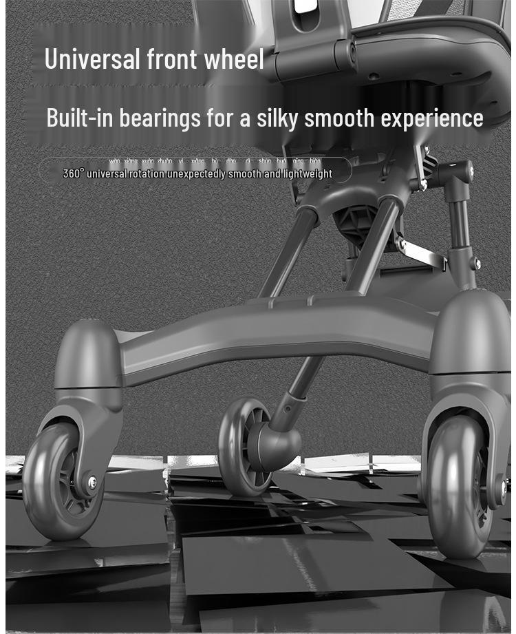 Lehký skládací pohodlný kočárek - Obousměrný čtyřkolový design pro kojence a děti