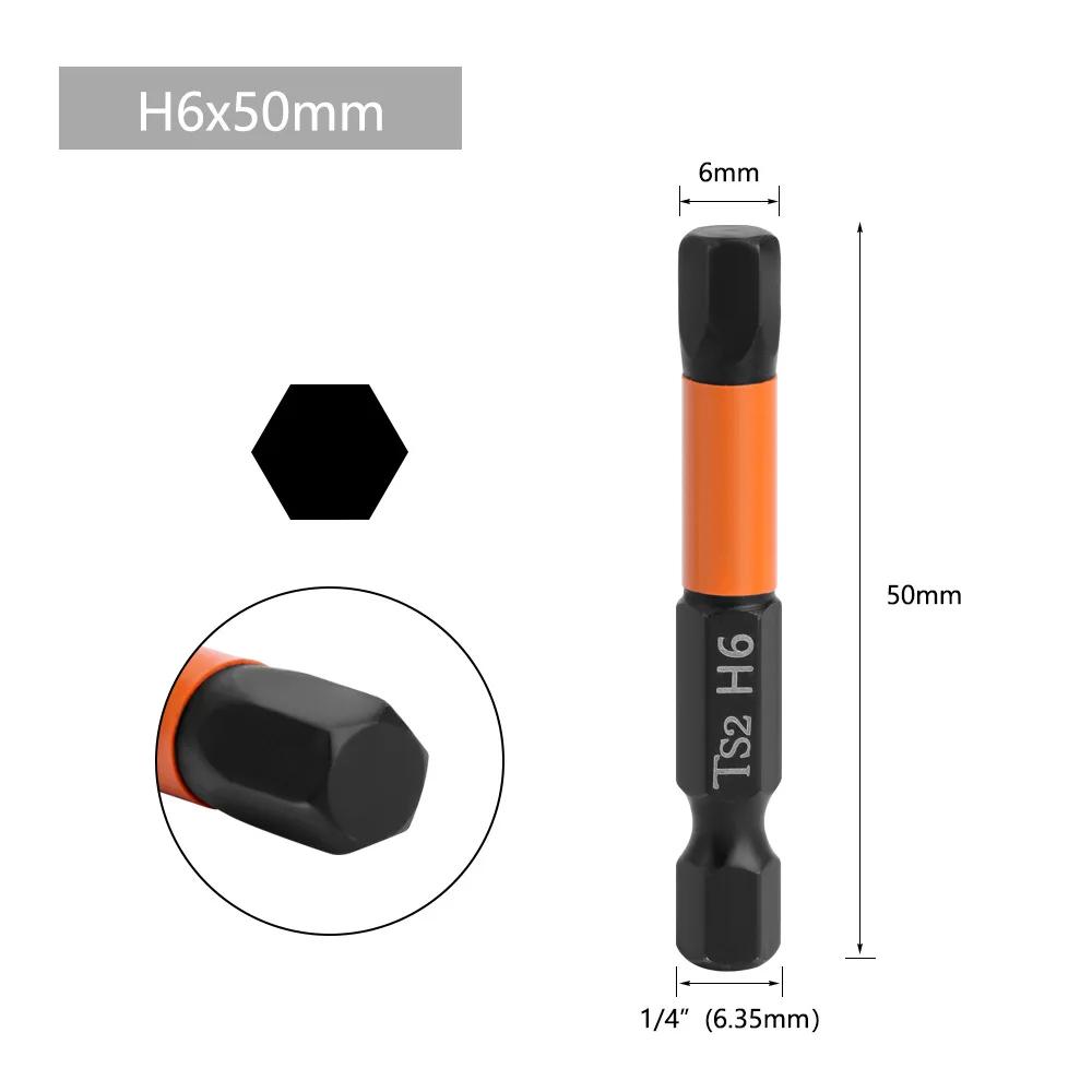 1pc 50/100mm Hex Head Wrench Drill Bit 1/4" Shank Quick Release Magnetic Screwdriver Bit H1.5 H2.5 H3.0 H4.0 H5.0 H6.0