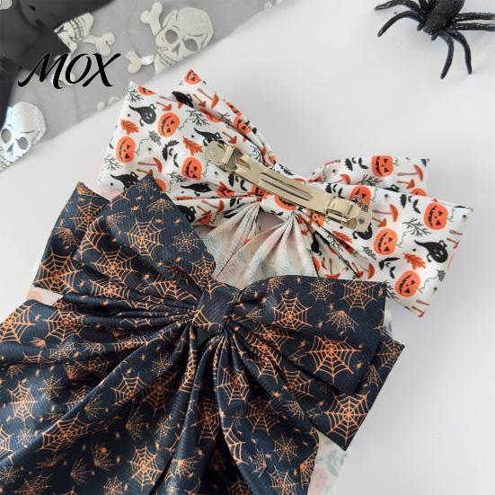 Ghost Pattern Hairpin Halloween Silky Satin Hair Bows, Big Ribbon Bow Clips, Oversized Long Tail Barrettes, Party Accessory Cute Pumpkin Witch