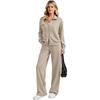 Damen 2-teiliges Set mit Reißverschlussjacke mit Kragen und lockerer Hose mit weitem Bein, Farbe Trendiges Freizeit-Outfit