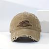 Vintage-Inspired Men's Denim Baseball Cap with Distressed Letter Design - Fashionable Streetwear