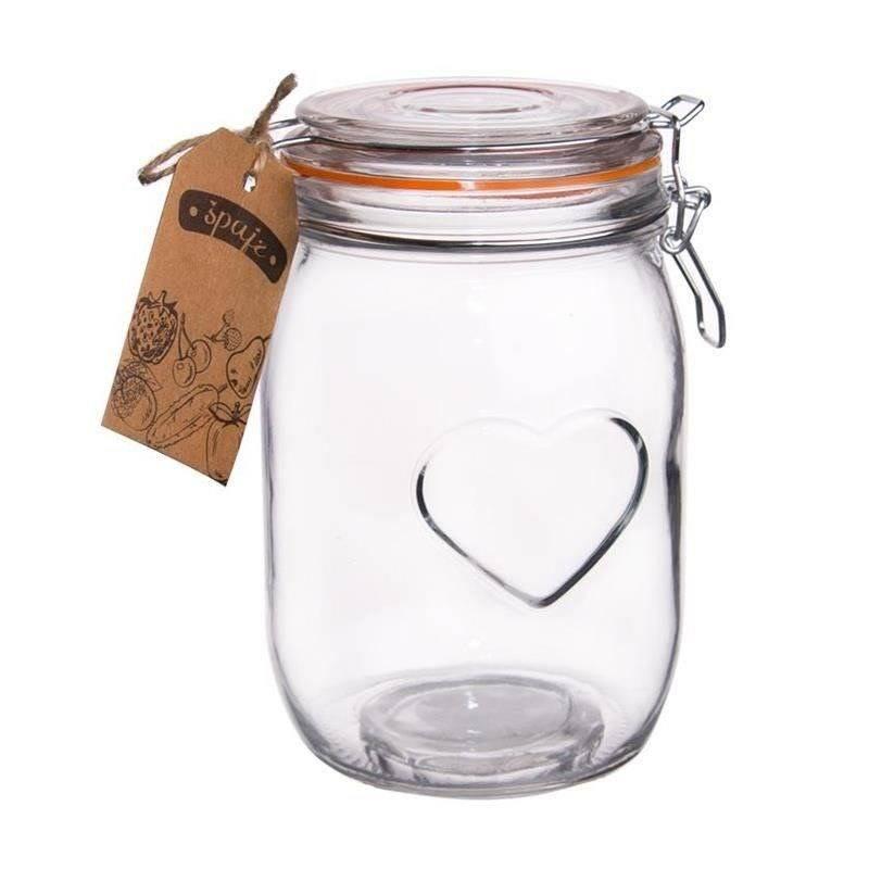 Patent Glass Kitchen Container Jar with Food Clip 1L