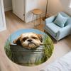 Shih Tzu Pattern Round rug,Carpet Rug for Living Room Bedroom Playroom ,Non-slip Floor Mat,Holiday Gifts and Birthday Gifts.