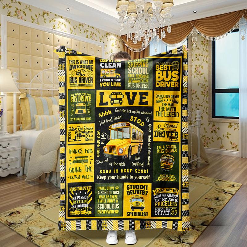 Love and Family Wishes digital-printed polyester Bedroom velvet flannel soft sofa cover blanket Fleece soft sofa cover blankets