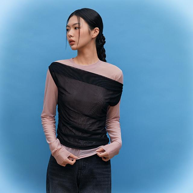 Rap Double Mesh Layered T-Shirt Aq4Cta77 Grey/Ff