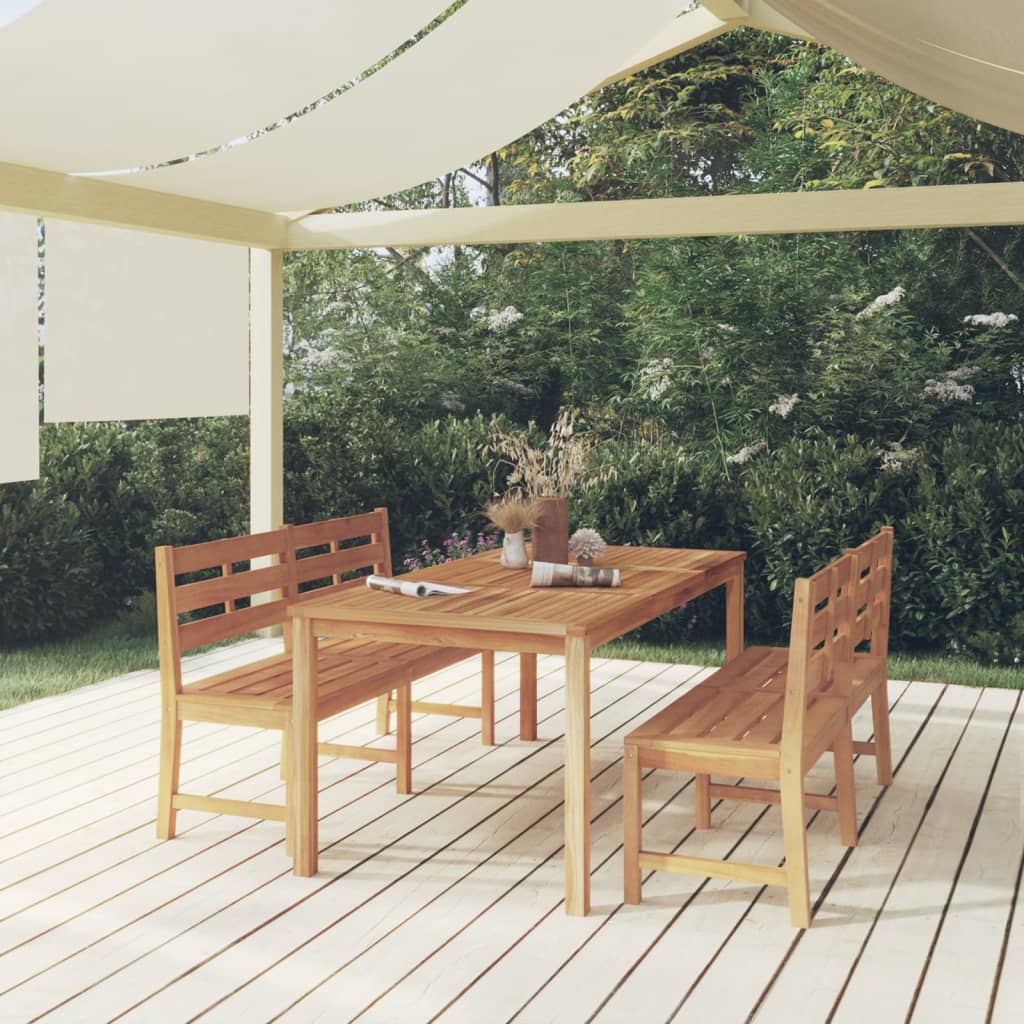 3 Piece Garden Dining Set Solid Teak Wood