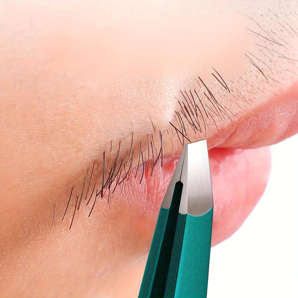 High-precision flat-tipped tweezers with storage box, suitable for men and women to pluck hair, beards, and eyebrows.