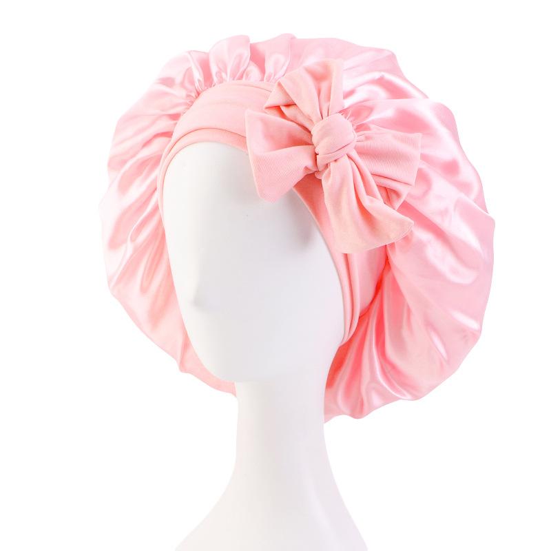 Quelle Einfarbiger Hut mit Bändern, Schleife Satin Breitkrempige Nachtmütze, Werbekappe, Make-up-Kappe Jdb-301L