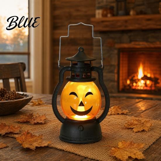 Halloween Retro Horse Lantern Pumpkin with LED Light Portable Funny Hanging Light Faces Safe Flame-Free Decoration for Indoor Outdoor Party Use Cute