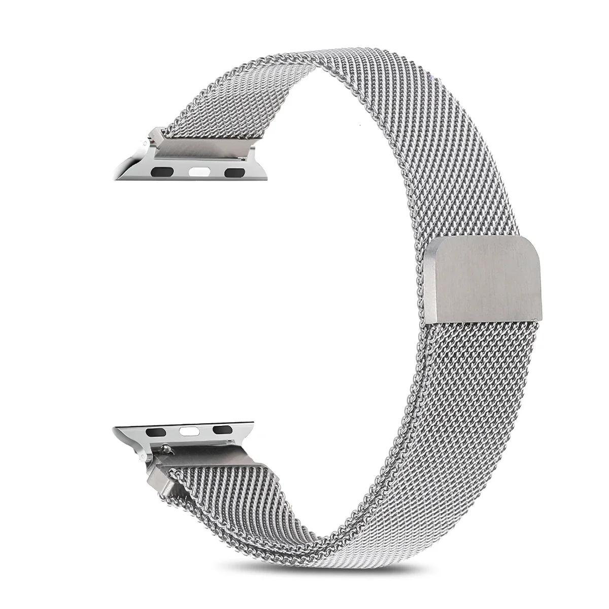 

Ремешок Milanese для Apple Watch Band Ultra 2 49 мм 44 мм 40 мм 45 мм 41 мм 38 мм 44 мм браслет для iWatch Series 9 3 6 5 SE 7 8 ремешок 38mm 40mm 41mm серебряный