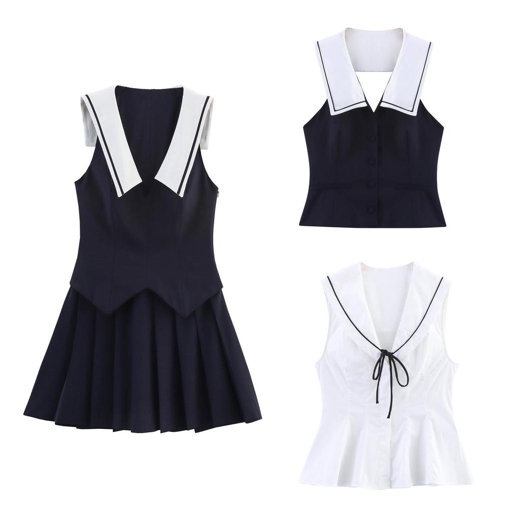 Summer 2025 Preppy Sweet Women's Sleeveless Bow Top