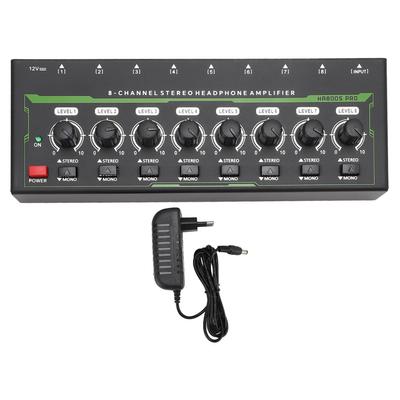 8 Channel Stereo Headphone Amplifier for Studio Home KTV Ear Player Support Stereo Mono Modes